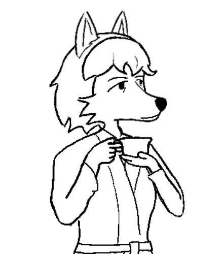 Fig with a cup of tea