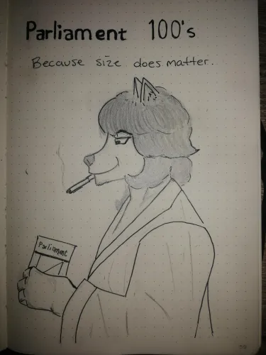 Husky smoking Parliaments in a Bathrobe